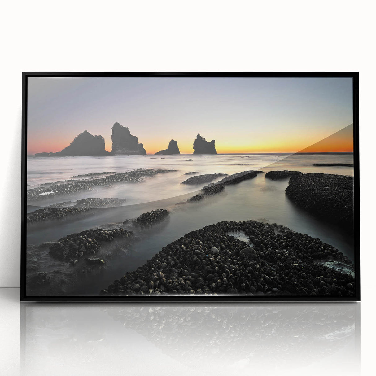 Large abstract wall art of New Zealand's West Coast in muted earth tones on framed acrylic.