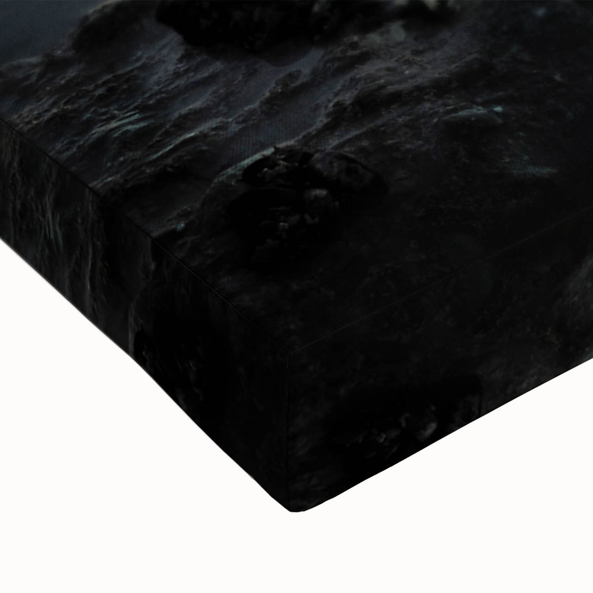 Large art of New Zealand's West Coast in black and white on stretched canvas, suitable for bedroom wall placement.