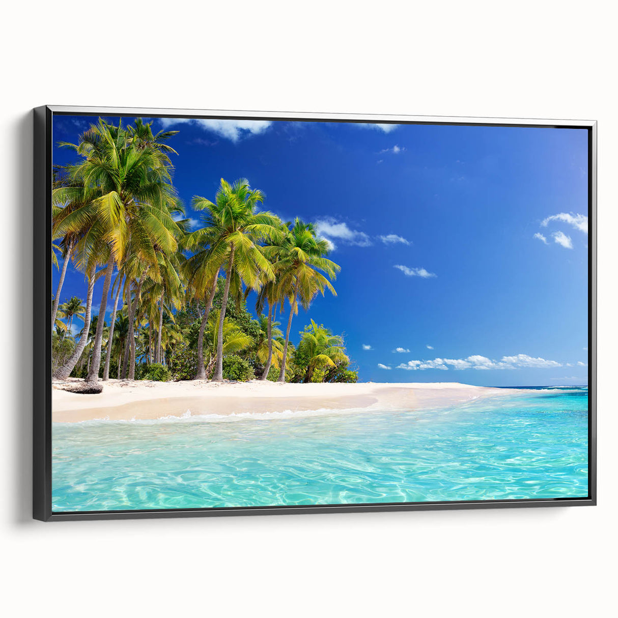 Black and white framed canvas featuring a vintage landscape painting, ideal for bedroom wall art.