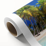 Art deco poster of Oceania scenery in pastel colors on rolled canvas, ideal for nursery wall art.