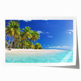 Extra large rolled print of a serene Oceania landscape with vibrant green and blue tones, ideal for art wall dining room.