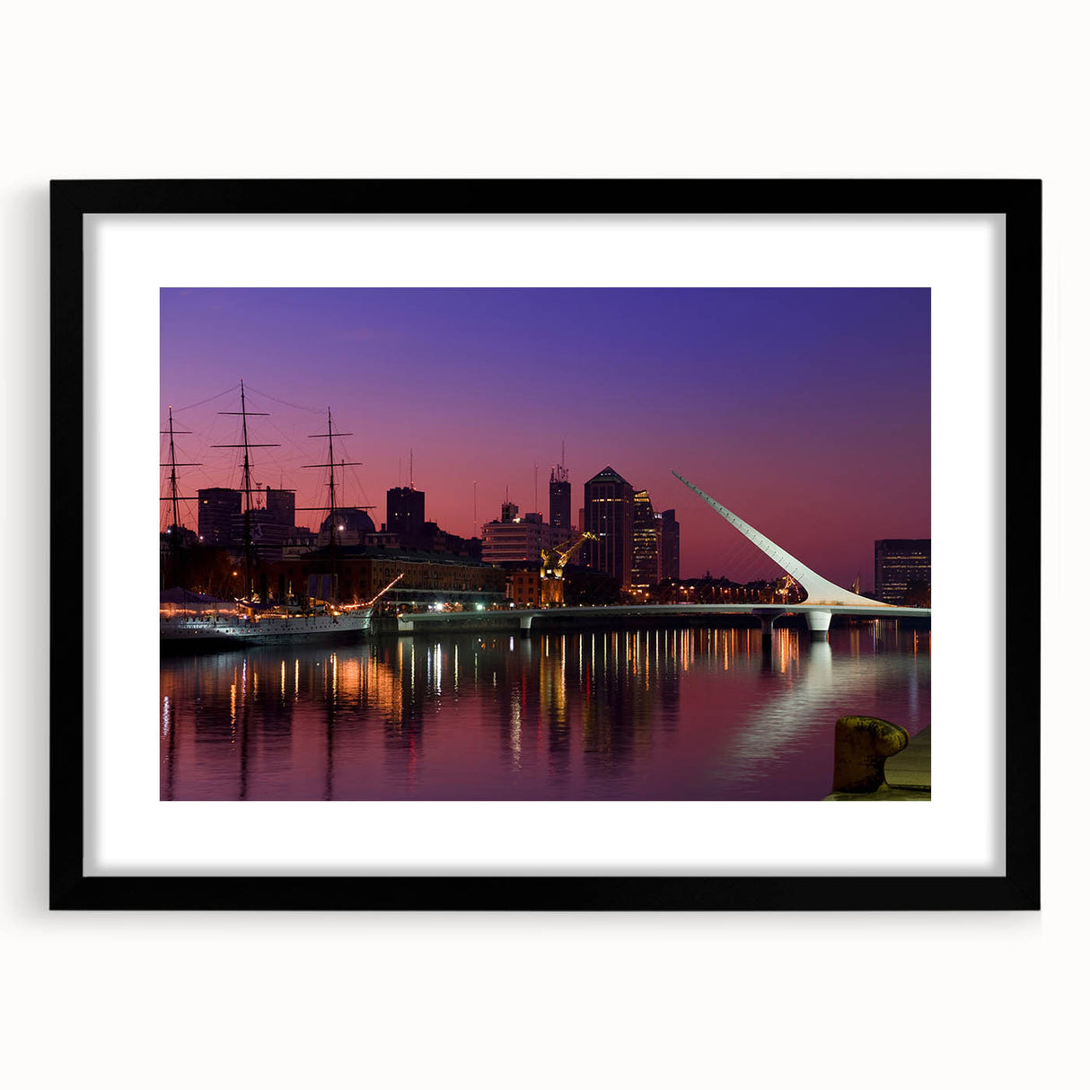 Extra large abstract art print featuring a colorful, textured depiction of Buenos Aires scenery on a framed canvas.