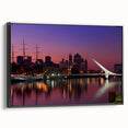 Black and white framed canvas depicting a vintage-style landscape of Buenos Aires, ideal for bedroom decor.