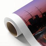 Art deco poster of Buenos Aires skyline in pastel shades on rolled canvas, ideal for nursery wall art.