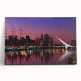 Black and white large art print of Buenos Aires cityscape on stretched canvas.