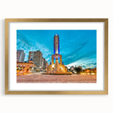 Abstract art print of a South American landscape in textured gold tones on a framed canvas, ideal for living room decor.