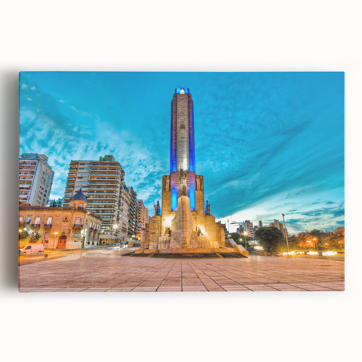 Black and white panoramic photo of Argentine landscape on stretched canvas, suitable for kitchen wall art.