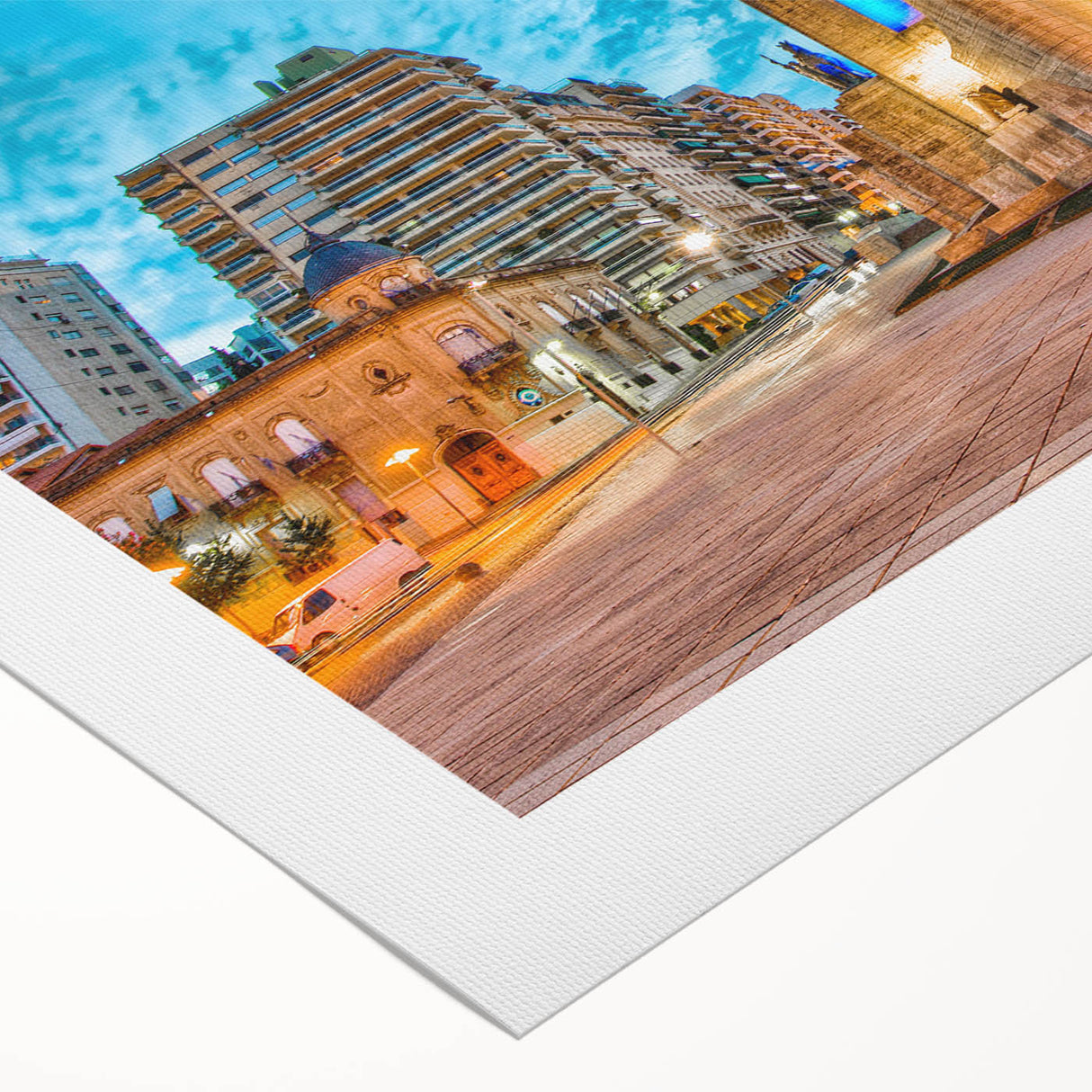 Art deco poster featuring a stylized Argentina landscape in muted earth tones on rolled canvas.