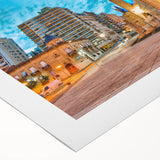 Art deco poster featuring a stylized Argentina landscape in muted earth tones on rolled canvas.