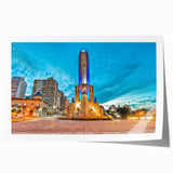 Large rolled print of an Argentine landscape with vibrant green and blue tones, ideal for art wall dining room.