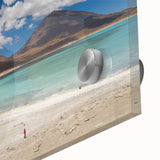 Large abstract acrylic print of a Bolivian landscape in earthy tones, ideal for dining room art.