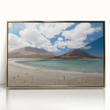 Framed acrylic print of a Bolivian landscape in muted earth tones, ideal for modern art wall decor.