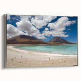 Framed canvas of a vintage-style Bolivian landscape painting in vibrant colors, ideal for living room decor.