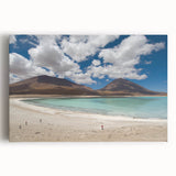Black and white photograph of Bolivian landscape on large stretched canvas, ideal for kitchen wall art.
