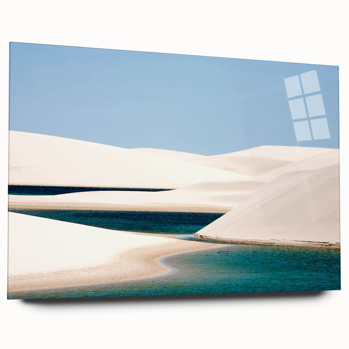 Acrylic print of a large abstract depiction of a South American scenery, using vibrant earth tones.