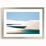 Textured abstract art print of a Brazilian landscape in muted earth tones, framed in silver, ideal for bedroom decor.