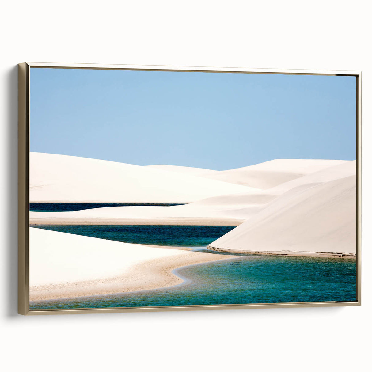 Framed canvas depicting a vintage-style Brazilian landscape in muted gold and black tones, ideal for bedroom wall art.