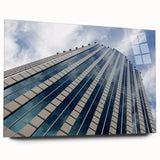 Acrylic print of Santiago skyline in muted earth tones, ideal for bedroom or dining room decor.