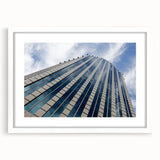 Abstract art print of Santiago, Chile in muted earth tones on a framed white mat, ideal for dining room decor.