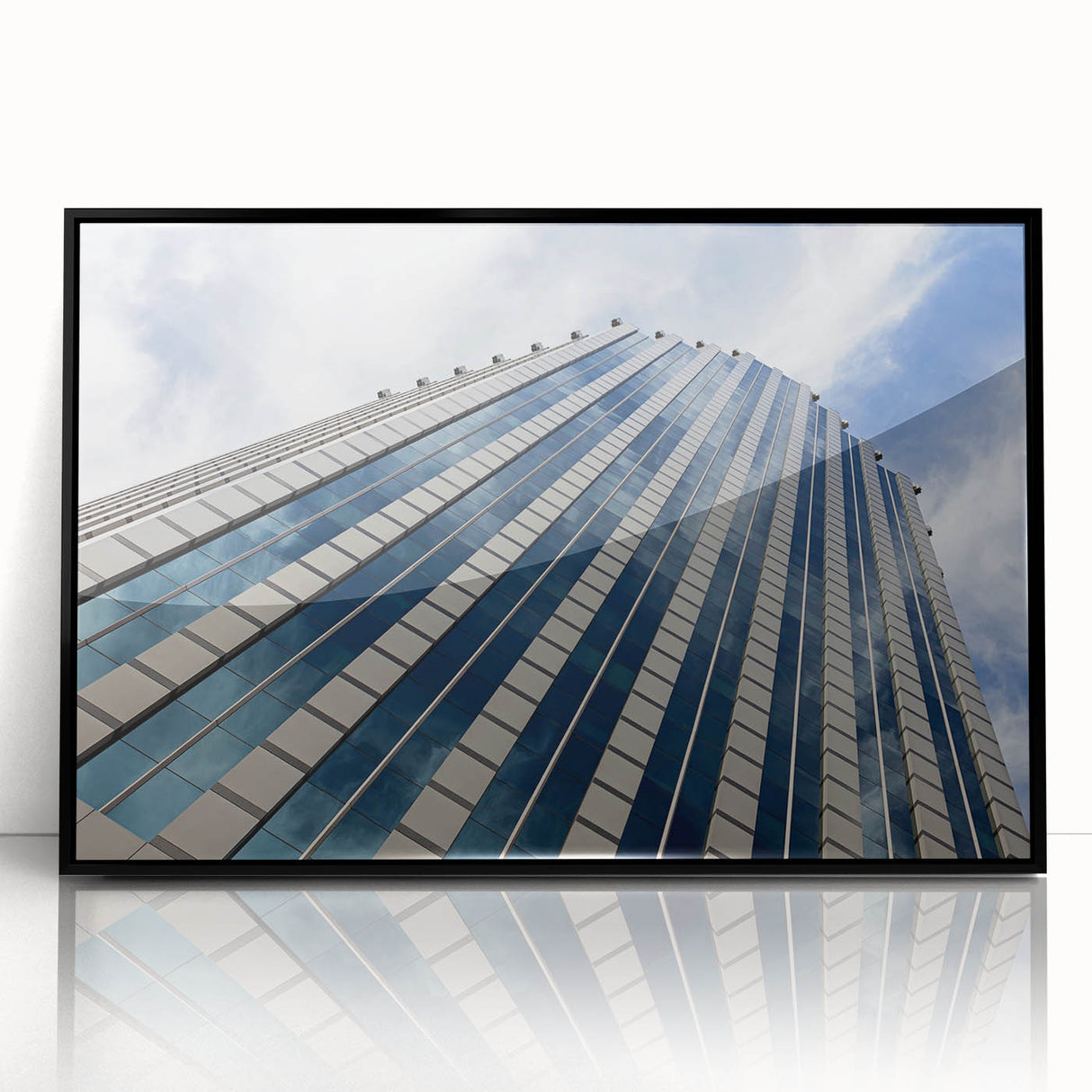 Large abstract wall art depicting the Santiago skyline in muted earth tones on a framed acrylic.