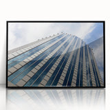 Large abstract wall art depicting the Santiago skyline in muted earth tones on a framed acrylic.