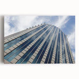 Black and white stretched canvas of Santiago skyline, ideal for kitchen wall art.