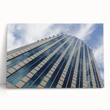 Black and white photograph of Santiago, Chile skyline on large stretched canvas, ideal for kitchen wall art.