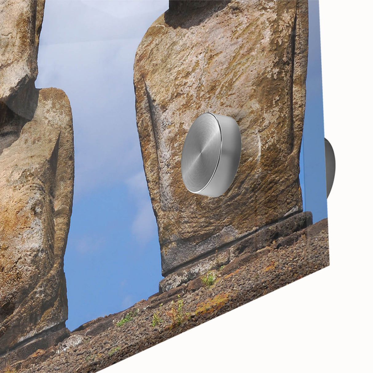 Large abstract wall art depicting a Chilean landscape in mid-century modernist style on acrylic glass.