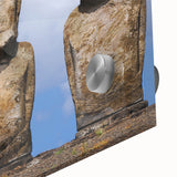 Large abstract wall art depicting a Chilean landscape in mid-century modernist style on acrylic glass.