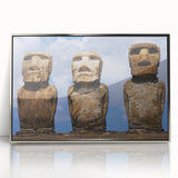 Mid-century modernist art of a Chilean landscape in muted earth tones, acrylic print in silver frame.