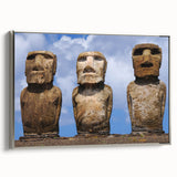 Framed canvas landscape art painting featuring a colorful vintage scene of a Chilean vista.