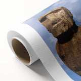 Art deco style poster of a scenic Chilean landscape on rolled canvas, featuring muted earth tones.