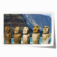 Rolled print of Easter Island scenery in muted earth tones, ideal for art wall dining room.