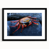 Colorful abstract art print of a vibrant Ecuadorian landscape on a large textured canvas, framed in black.