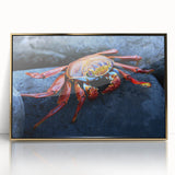 Acrylic print of Galapagos scenery with vibrant greens and blues in a gold frame, suitable for modern art wall decor.