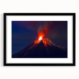 Extra large abstract art print of vibrant South American scenery on a textured canvas, framed in black.