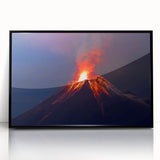 Large abstract wall art depicting a stylized South American landscape in vibrant colors, framed in black acrylic.