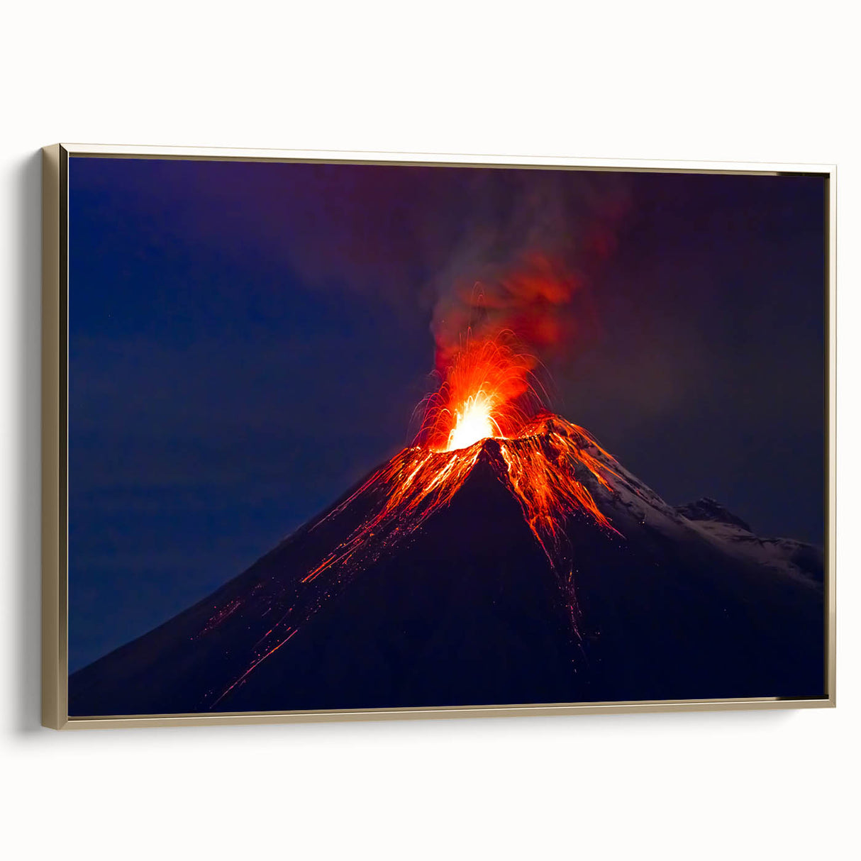 Framed canvas of a vintage landscape painting depicting a serene Ecuadorian scenery, ideal for bedroom wall art.