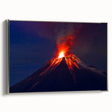 Landscape art painting of Ecuador scenery on silver-framed canvas, featuring vibrant.