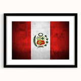 Extra large framed abstract art print featuring a colorful, textured depiction of a Peruvian landscape.