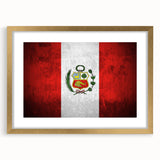 Extra large textured abstract art print of a South American scenery in a gold frame, ideal for living room decor.