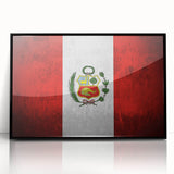 Large abstract wall art depicting a stylized South American scenery in muted earth tones, framed in black acrylic.