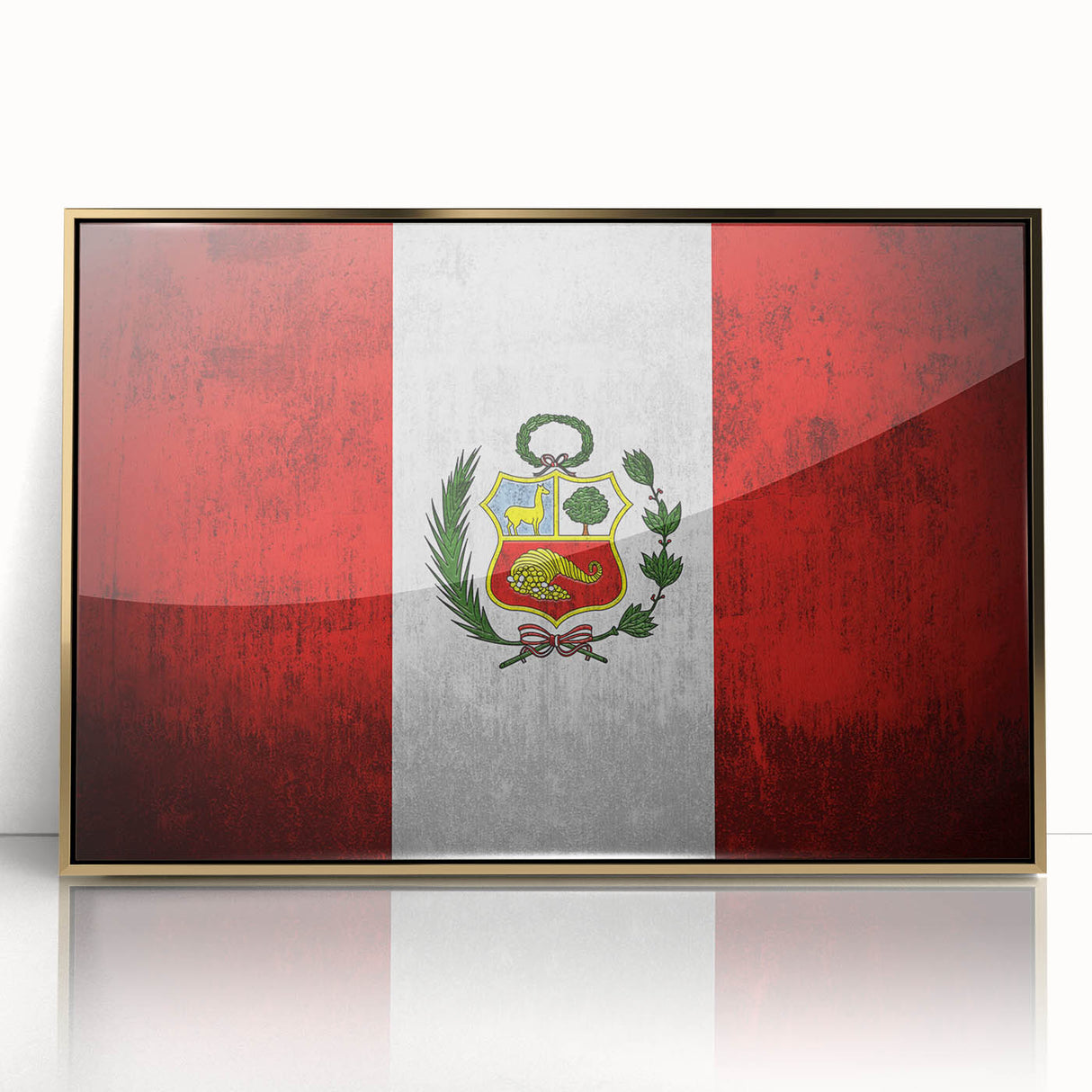Acrylic print of a South American landscape in Peru, featuring earth tones and gold accents.
