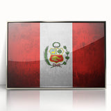 Framed acrylic print of a mid-century modernist Peruvian landscape in muted earth tones, ideal for nursery wall decor.