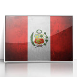 Art deco poster of a Peruvian landscape in soft pastel shades on framed acrylic, suitable for modern nursery decor.