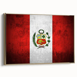 Framed canvas featuring a vintage-style landscape of a Peruvian scenery in muted gold and black, ideal for bedroom wall art.