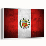 Vintage poster art of a scenic Peruvian landscape on framed canvas, featuring vibrant colors, ideal for living room decor.