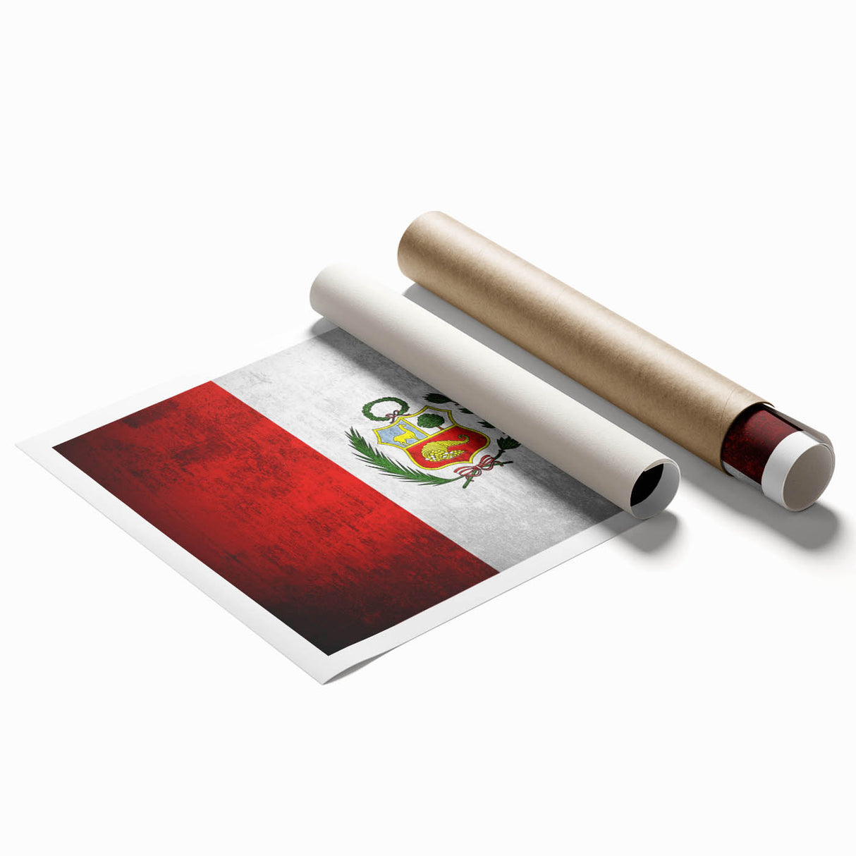Rolled print of a Peruvian landscape with vibrant green and earthy tones, ideal for classy bathroom wall art.