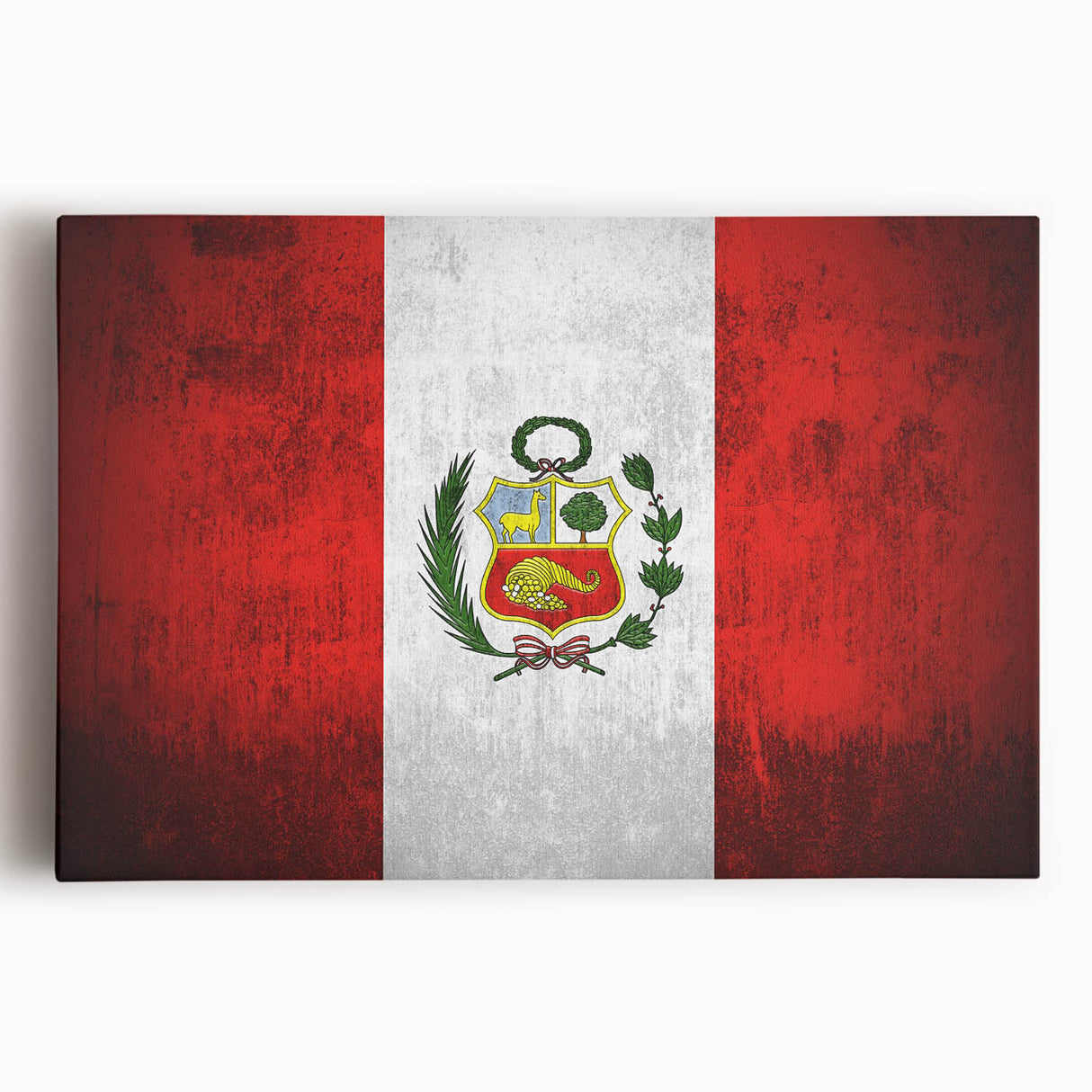 Black and white stretched canvas of a Peruvian landscape, ideal for kitchen wall art.