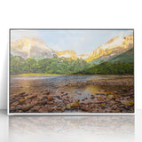 Acrylic print of a Venezuelan landscape with soft pastel colors in an art deco style, suitable for nursery wall art.